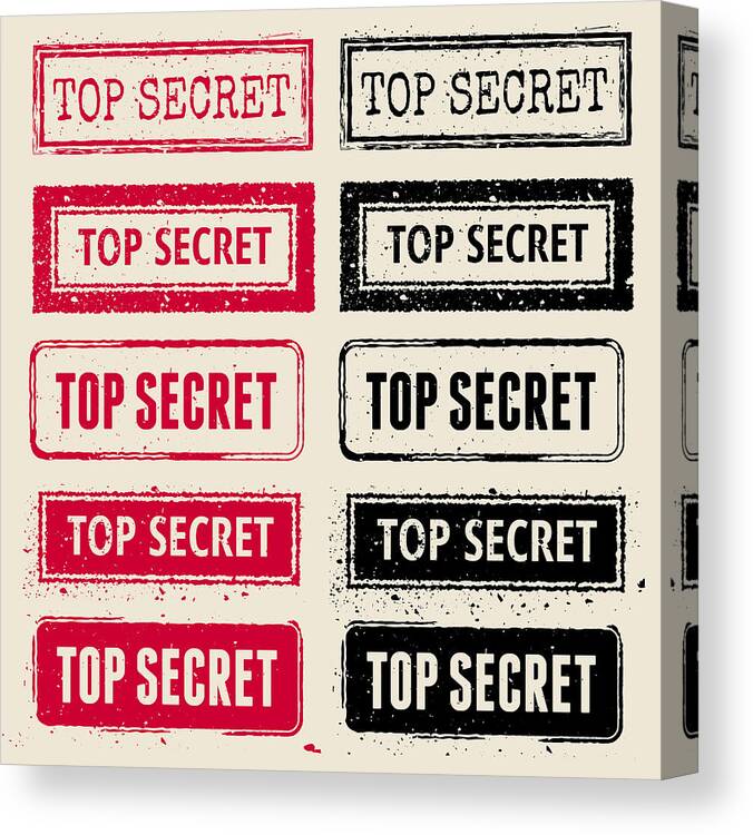 Damaged Canvas Print featuring the drawing Top Secret Vector Rubber Stamp Collection by Bubaone