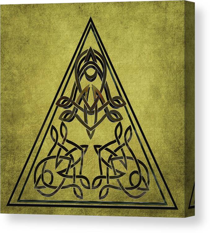 Celtic Triangle Golden Symbol Canvas Print featuring the digital art Celtic Triangle Golden Symbol by Kandy Hurley