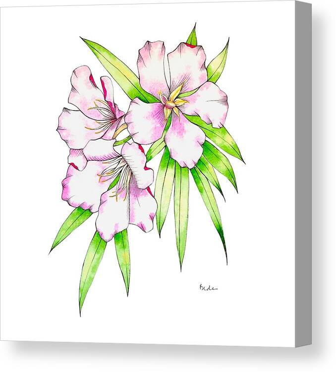 Tropical Canvas Print featuring the painting Tropical Flower in Opera Rose by Catherine Bede