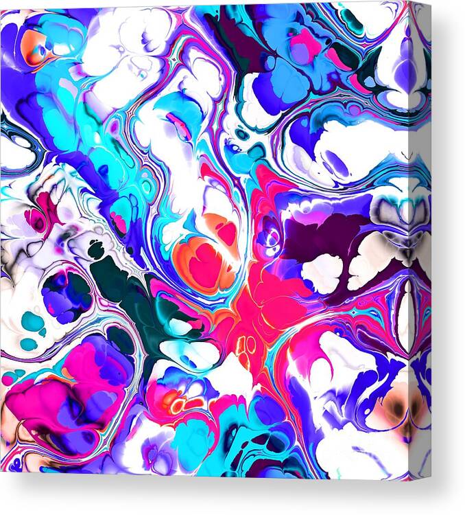 Colorful Canvas Print featuring the digital art Tukiman - Funky Artistic Colorful Abstract Marble Fluid Digital Art by Sambel Pedes