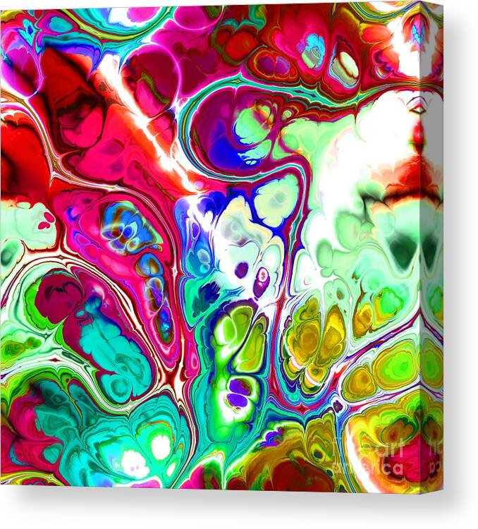 Colorful Canvas Print featuring the digital art Tukiran - Funky Artistic Colorful Abstract Marble Fluid Digital Art by Sambel Pedes