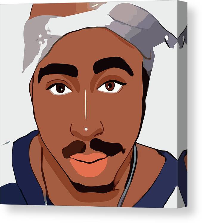 Tupac Shakur Canvas Print featuring the digital art Tupac Shakur Cartoon Portrait 1 by Ahmad Nusyirwan