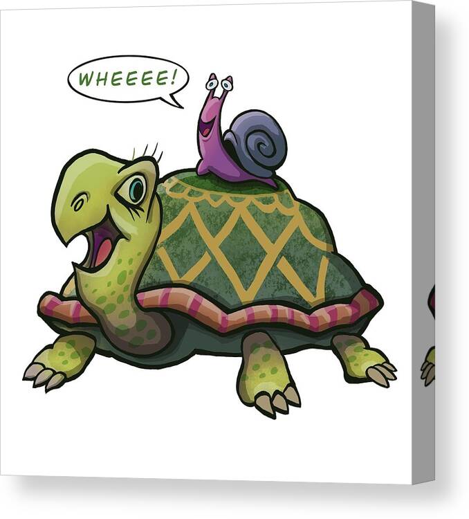 Turtle Snail Canvas Print featuring the digital art Turtle and Snail by Don Morgan