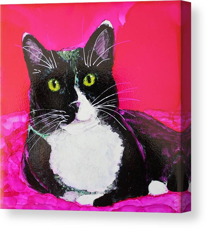Cat Canvas Print featuring the painting Tuxedo by Ruth Kamenev
