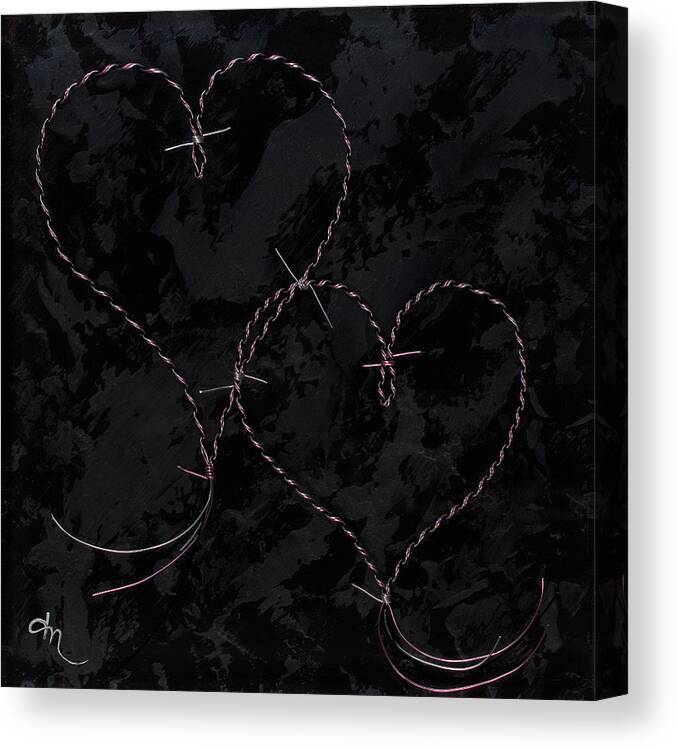 Hearts Canvas Print featuring the mixed media Two Hearts Barbed Violet by Tamara Nelson