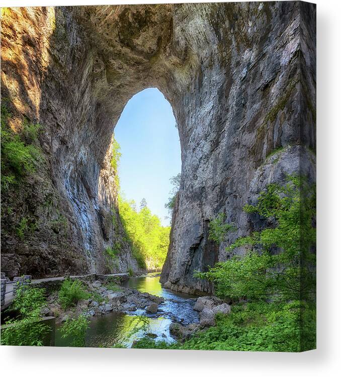 Natural Bridge Canvas Print featuring the photograph Under the Natural Bridge by Susan Rissi Tregoning