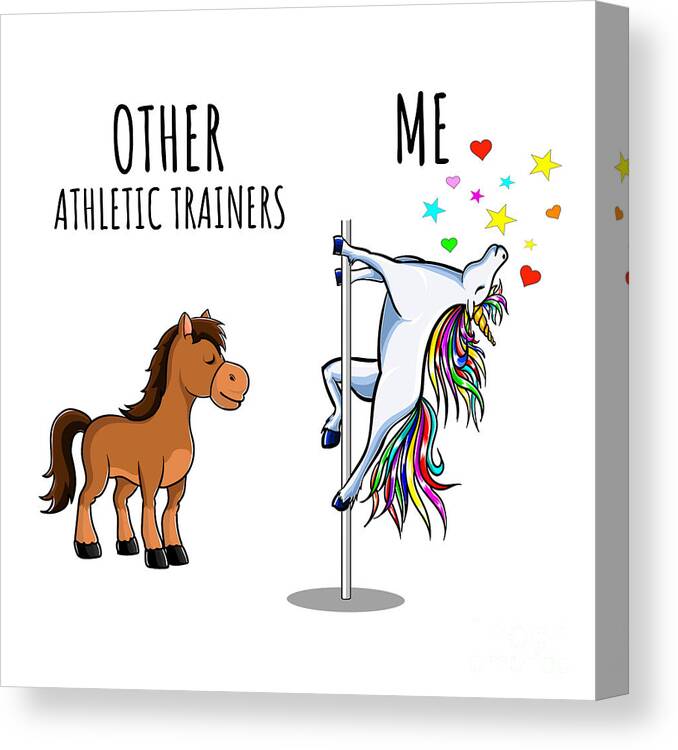 Athletic Trainer Canvas Print featuring the digital art Unicorn Athletic Trainer Other Me Funny Gift for Coworker Women Her Cute Office Birthday Present by Jeff Creation