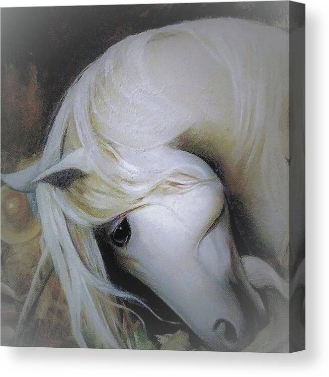 Unicorn Canvas Print featuring the painting Unicorn by Dalgis Edelson