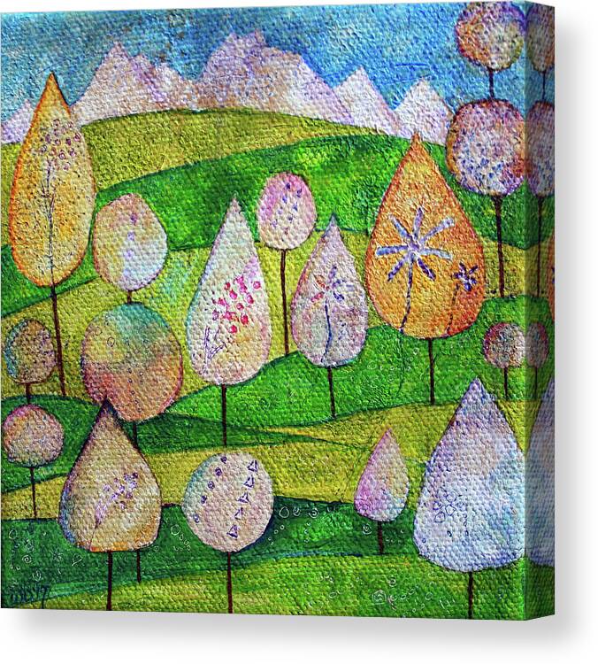 Whimsical Canvas Print featuring the painting Unicorns Graze Here by Winona's Sunshyne
