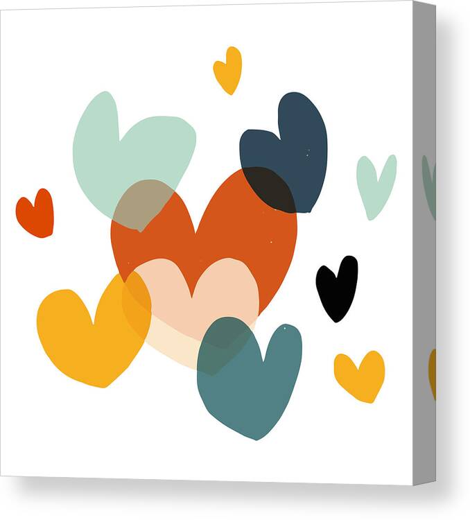 Watercolor Painting Canvas Print featuring the drawing Valentine's Day Heart Shapes by Calvindexter