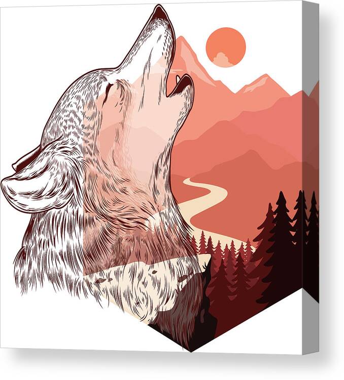 Vector illustration of a howling wolf Landscape silhouette vector  illustration with colorful design Canvas Print / Canvas Art by Mounir  Khalfouf - Pixels Canvas Prints