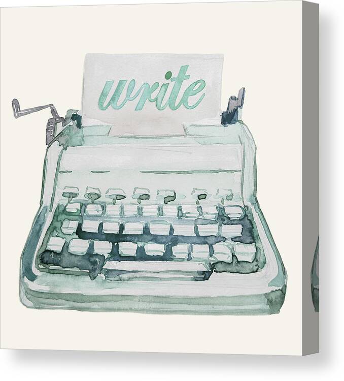 Write Canvas Print featuring the painting Vintage Typewriter Watercolor - Write II by Ink Well