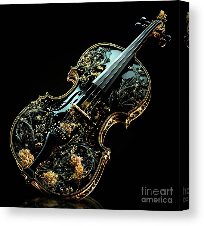 Violin Canvas Print featuring the digital art Violin In Glass by Mark Ashkenazi