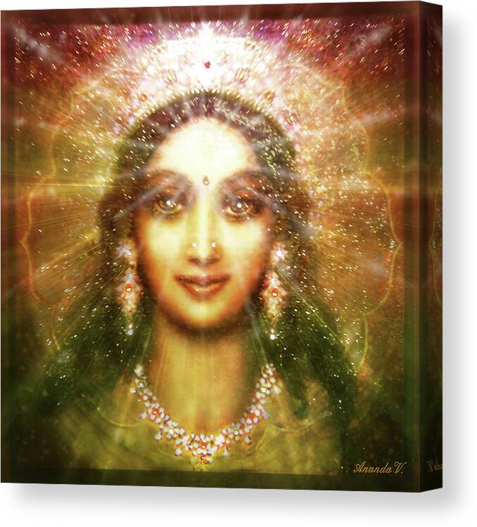 Goddess Painting Canvas Print featuring the mixed media Vision of the Goddess - light by Ananda Vdovic