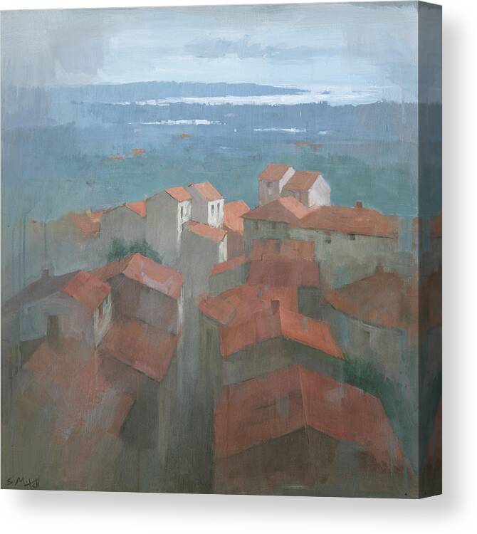 Vrsar Canvas Print featuring the painting Vrsar, Croatia by Steve Mitchell