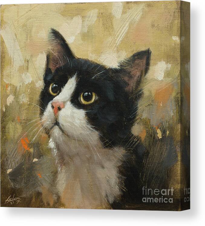 W1194 Cat Canvas Print featuring the painting W1194 Cat by John Silver