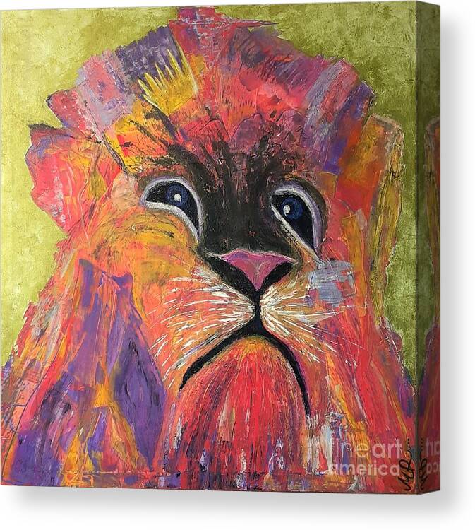 Lion Artwork Contemporary Abstract Art King Canvas Print featuring the painting W134 tHe King by KUNST MIT HERZ Art with heart