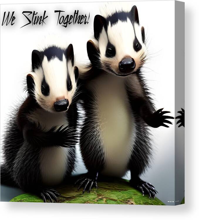 Digital Canvas Print featuring the digital art We Stink Together by Beverly Read
