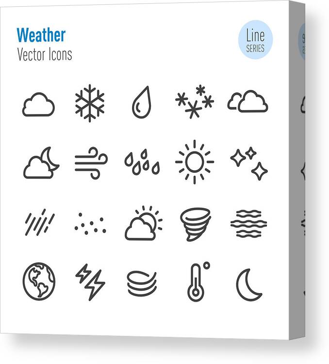 Wind Canvas Print featuring the drawing Weather Icon - Vector Line Series by -victor-