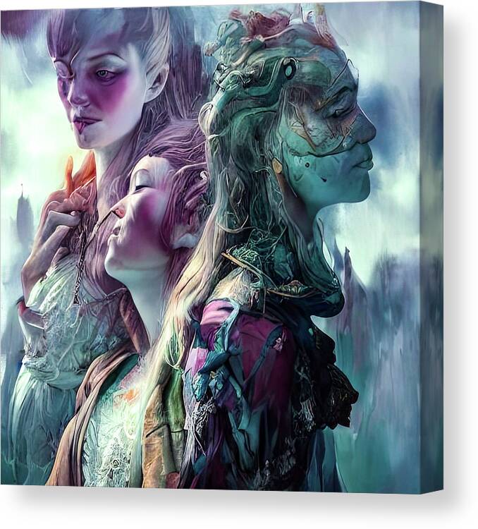 William Shakespeare Canvas Print featuring the painting Weird Sisters by Bob Orsillo