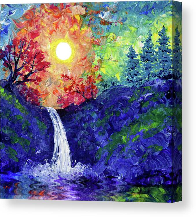 Rainbow Canvas Print featuring the painting Welcome Respite at the End of the Day by Laura Iverson