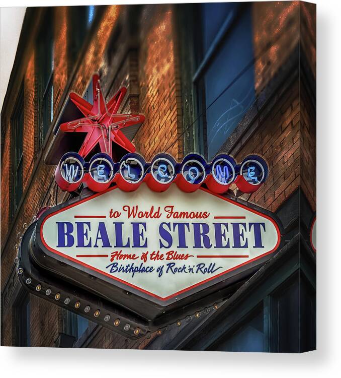 Memphis Tennessee Canvas Print featuring the photograph Welcome to Beale Street by Susan Rissi Tregoning