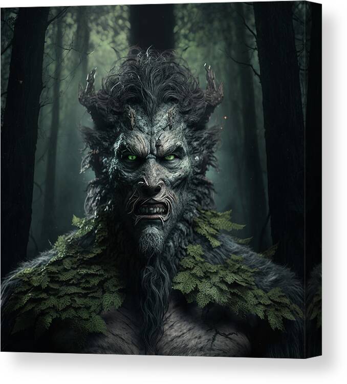  Canvas Print featuring the digital art Werewolf in The Forest by Kailooma X TheDol