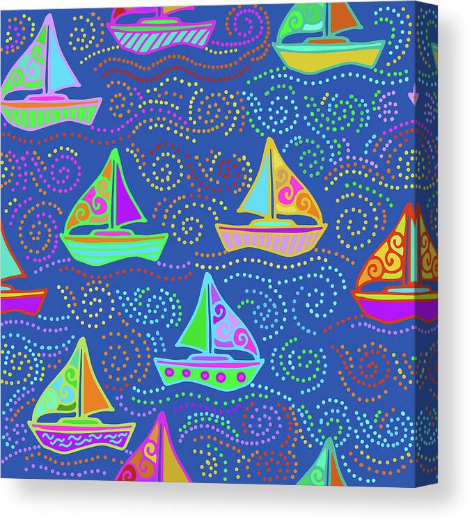 Yacht Racing Canvas Print featuring the digital art Whatever Floats Your Boat by Vagabond Folk Art - Virginia Vivier