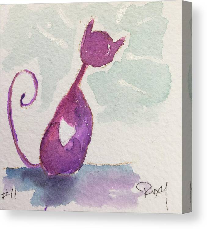 Whimsy Canvas Print featuring the painting Whimsy Kitty 11 by Roxy Rich