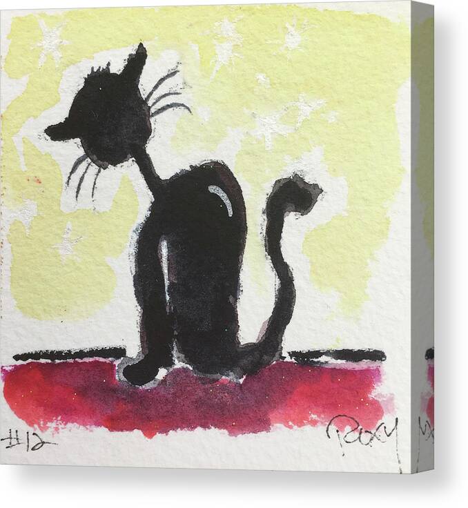 Cat Canvas Print featuring the painting Whimsy Kitty 12 by Roxy Rich