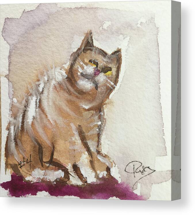 Whimsy Canvas Print featuring the painting Whimsy Kitty 4 by Roxy Rich