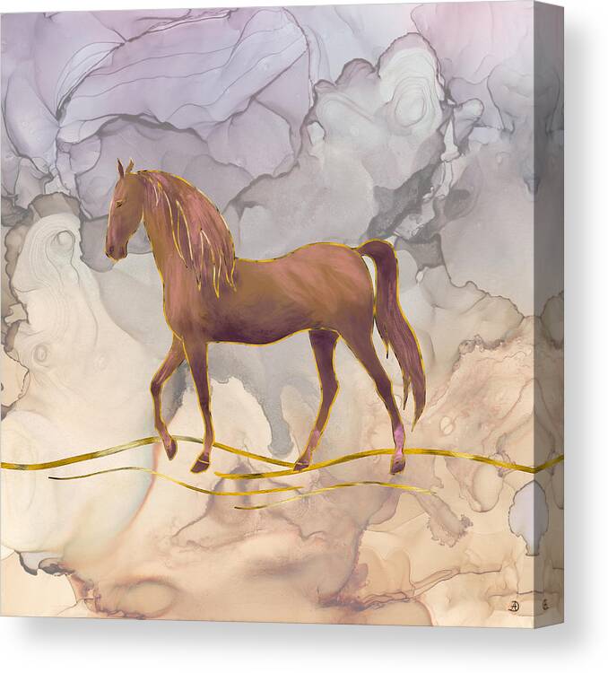 Wild Horse Canvas Print featuring the digital art Wild Horse Walking in the Desert by Andreea Dumez
