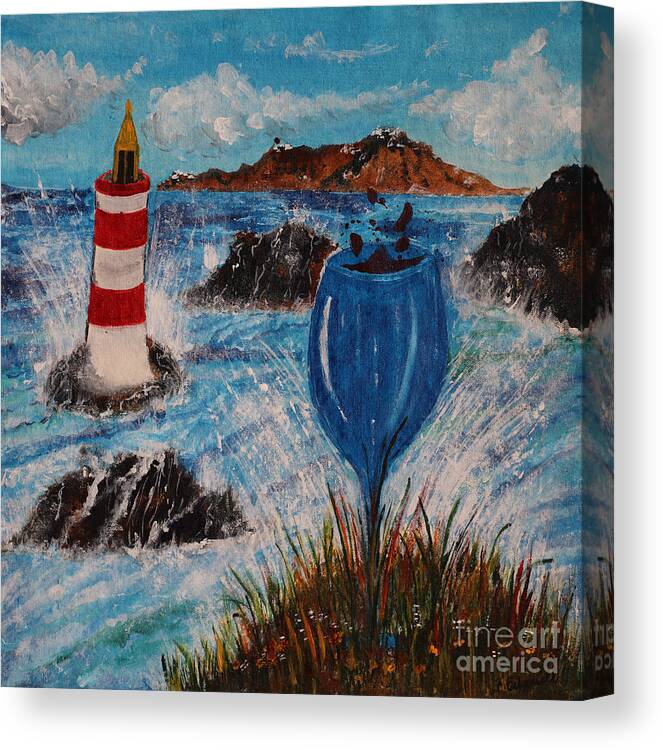 Wine Canvas Print featuring the painting Wine at the Sea by Cathy Beharriell