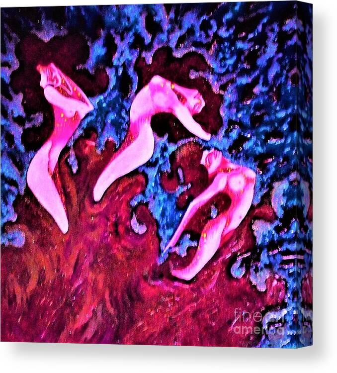 Nude Canvas Print featuring the painting Wine Flash by Tatyana Shvartsakh