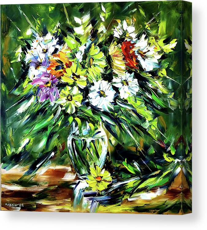 Flower Still Life Canvas Print featuring the painting Winter Bouquet by Mirek Kuzniar
