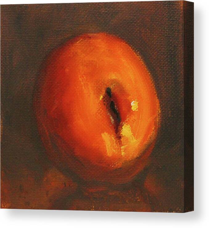 Winter Peach Canvas Print featuring the painting Winter Peach by Nancy Merkle