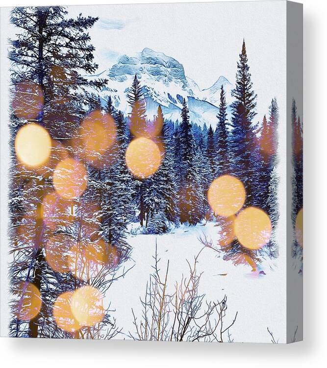 Rockies Canvas Print featuring the mixed media Winter Shimmer by Marie Conboy