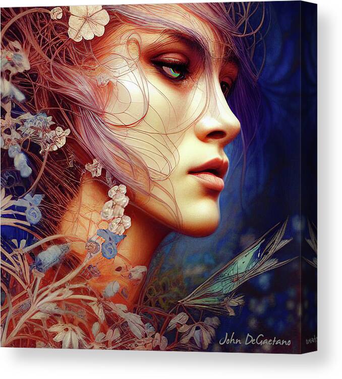 Windy Portrait Canvas Print featuring the mixed media Woman in the Wind by John DeGaetano