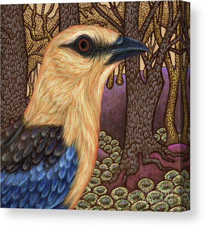 Bird Canvas Print featuring the painting Woodland Roller by Amy E Fraser