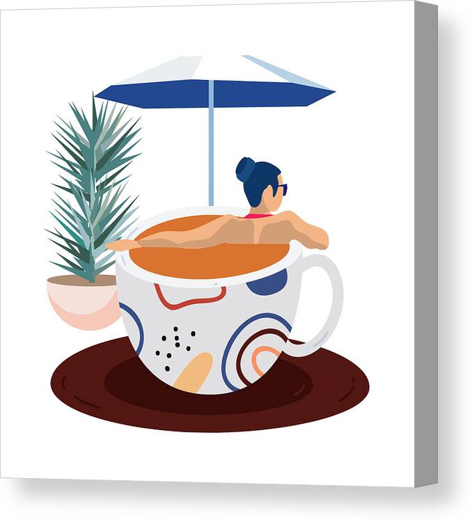 Funny Canvas Print featuring the digital art Would You Like Some Coffee ? by Mounir Khalfouf