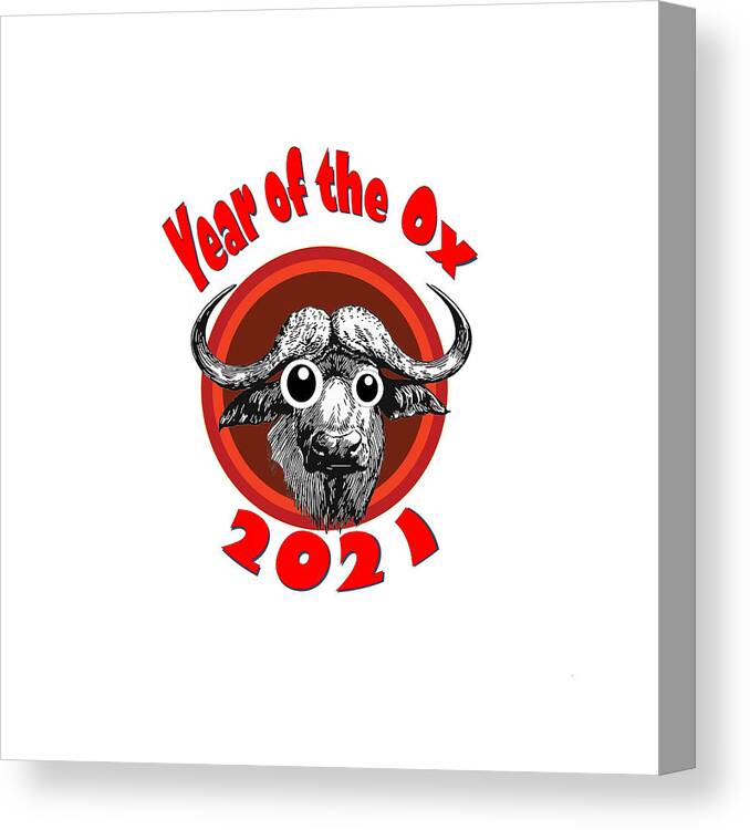 Ox Canvas Print featuring the digital art Year of the Ox 2 Googly Eye Transparent Background by Ali Baucom