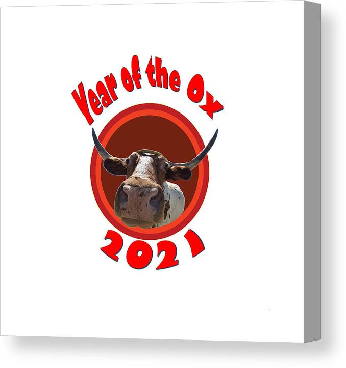 Ox Canvas Print featuring the digital art Year of the Ox with Transparent Background by Ali Baucom