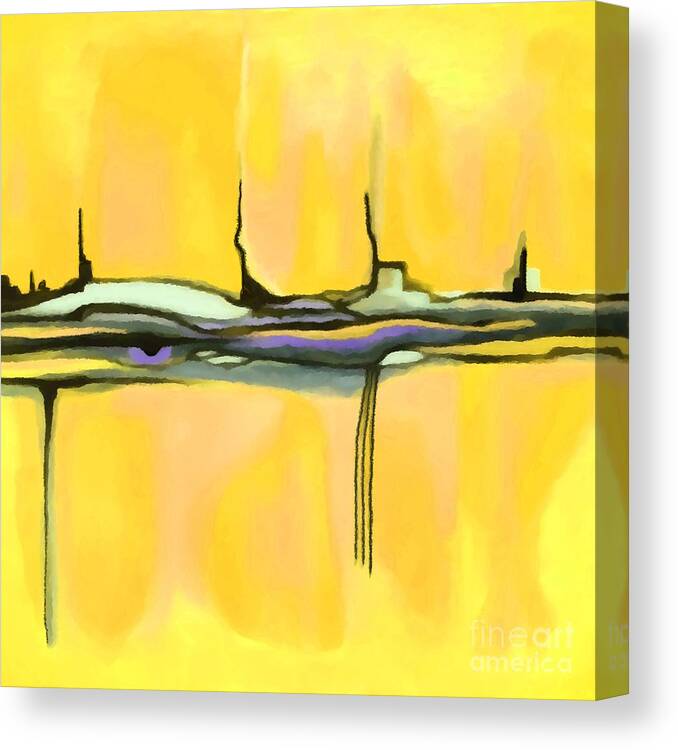Yellow Canvas Print featuring the painting Yellow Abstract Blue Eye by Delynn Addams