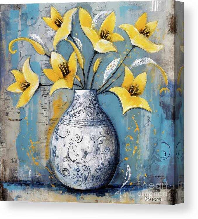 Calla Lily Canvas Print featuring the painting Yellow Calla Lily Flowers by Tina LeCour