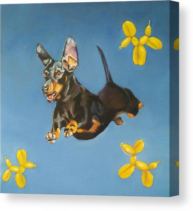 Dog Canvas Print featuring the painting Yellow Dogs by Jean Cormier
