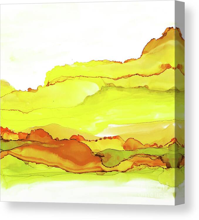 Alcohol Ink Canvas Print featuring the painting Yellowscape 1 by Chris Paschke