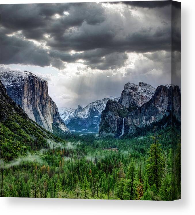 Landscape Canvas Print featuring the photograph Yosemite Tunnel View by Romeo Victor