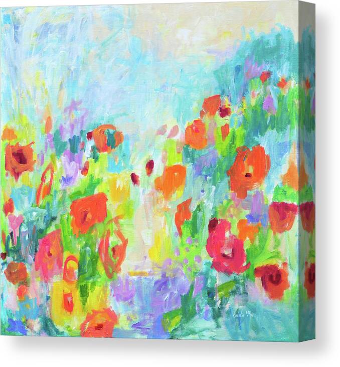 Floral Abstract Canvas Print featuring the painting You Can Change The World by Haleh Mahbod