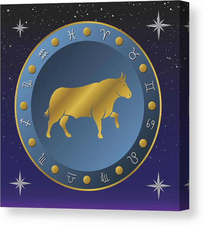 Constellation Canvas Print featuring the drawing Zodiac Sign by Kathathep
