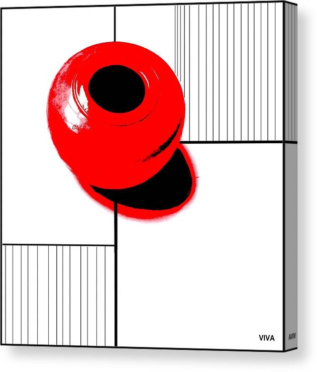 Red Bowl Canvas Print featuring the photograph Mondrian Circles-Squares-Lines by VIVA Anderson